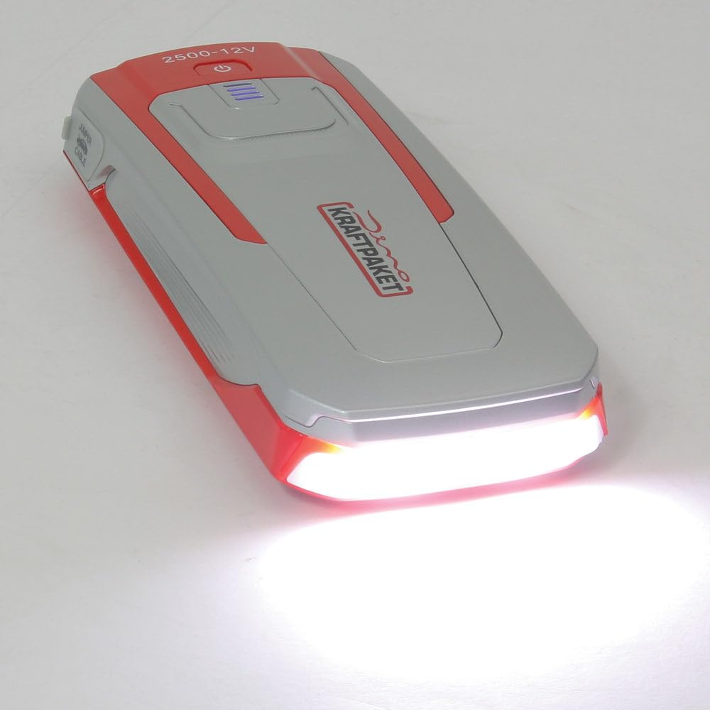 Dino KRAFTPAKET, 12V-2500A Starthilfegerät 59.2Wh, KFZ Starthilfe Powerbank für Diesel & Benziner, Blei-Säure Gel EFB AGM-Batterie, Für Auto Motorrad Boot Transporter Campervan