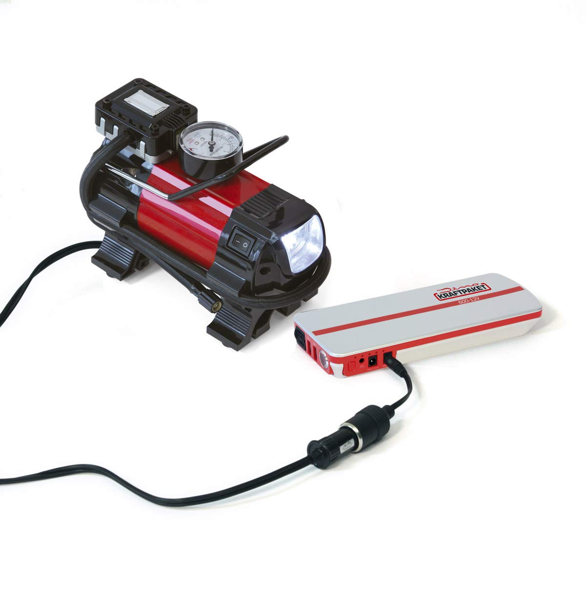 Dino KRAFTPAKET 12V-600A Starthilfegerät 66.6Wh 18000mAh | KFZ Starthilfe Powerbank für Diesel & Benziner | Autobatterie Motorradbatterie |Blei-Säure, GEL, EFB, AGM-Batterie | Für Auto Motorrad Boot