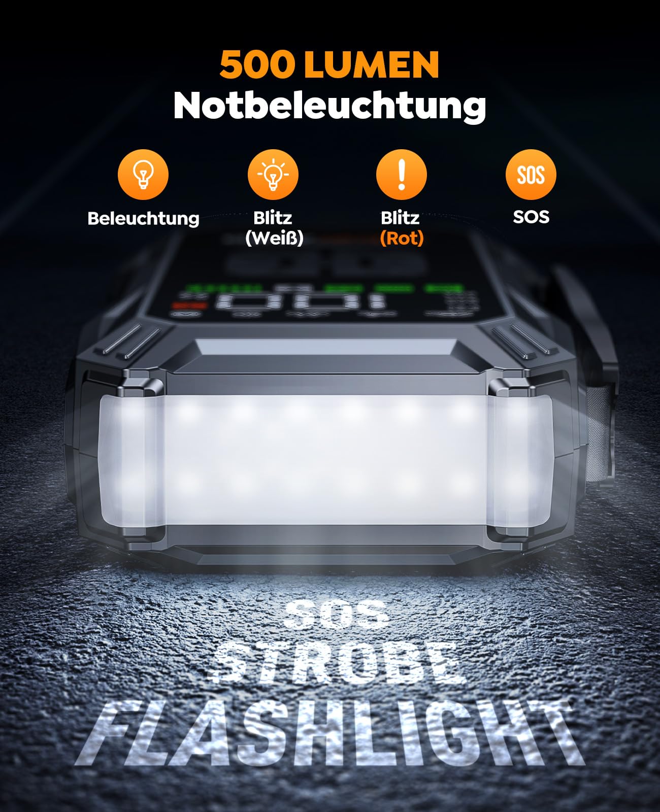 YaberAuto Starthilfe Powerbank mit Kompressor, 150PSI 6000A Auto Starthilfe, Starthilfe Powerbank, Jump Starter (All Benzin und 10.0L Dieselmotor) mit LCD Bildschirm und 500 Lumen Notlicht