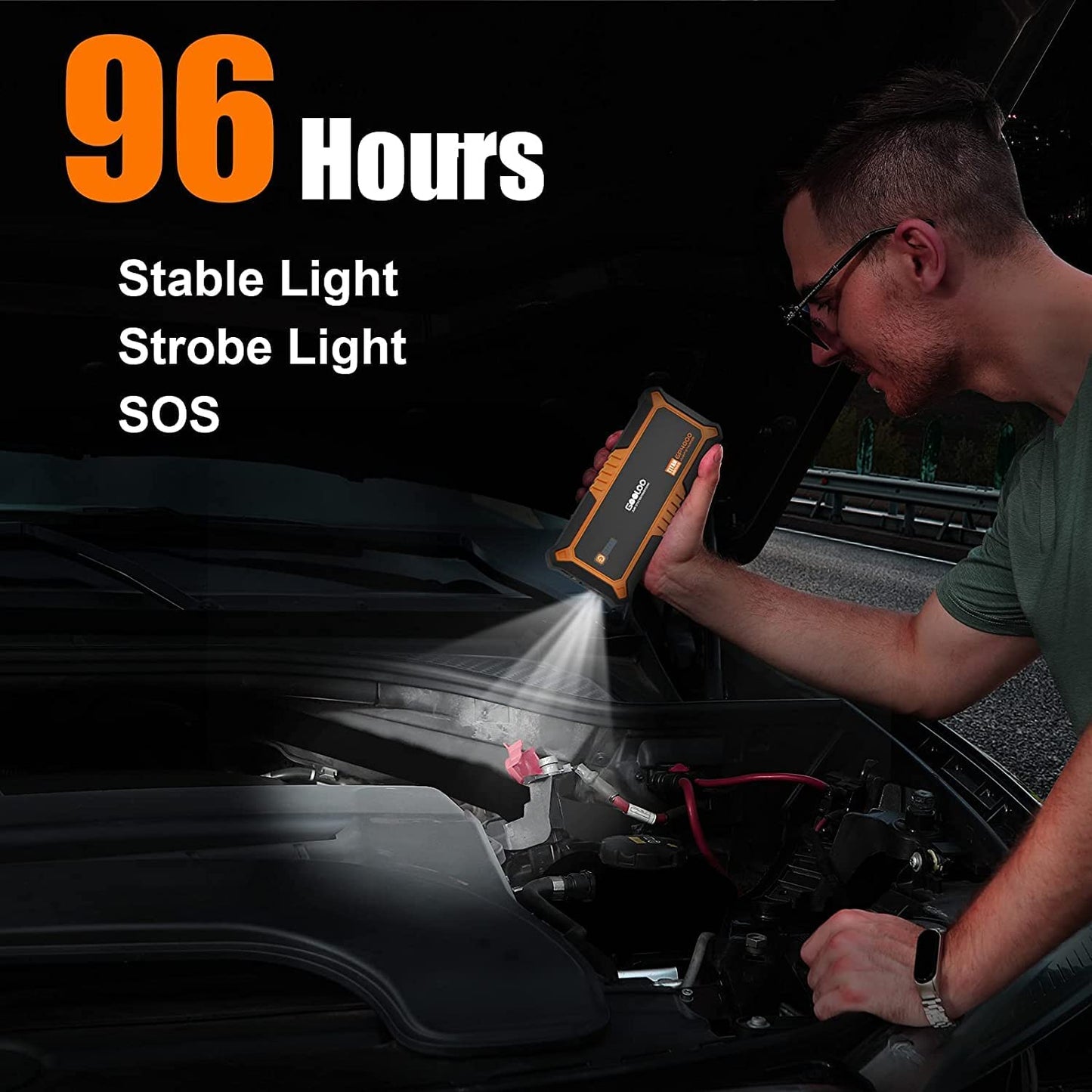 GOOLOO GP4000 Starthilfe Powerbank, 4000A Tragbares Starthilfe(Alle Benzin und Bis Zu 10L-Diesel) 12V SuperSafe Batterie Booster Auto Starthilfe mit USB-Schnellladung und Starthilfekabel für PKW