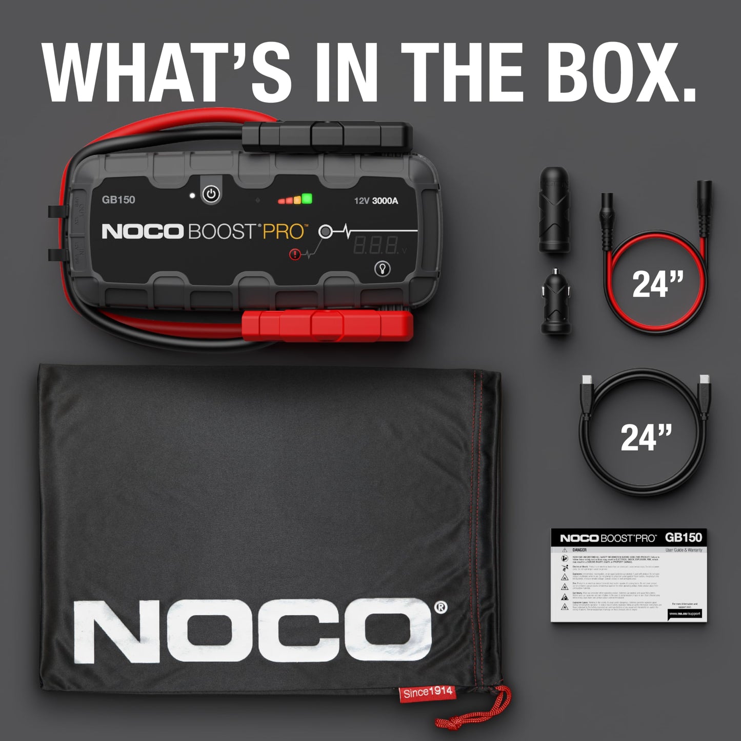 NOCO Boost GB150: 3000A UltraSafe Starthilfe Powerbank – 12V Lithium-Starthilfegerät & Starterkabel – Tragbarer Booster für Benziner bis 9,0L & Diesel bis 7,0L