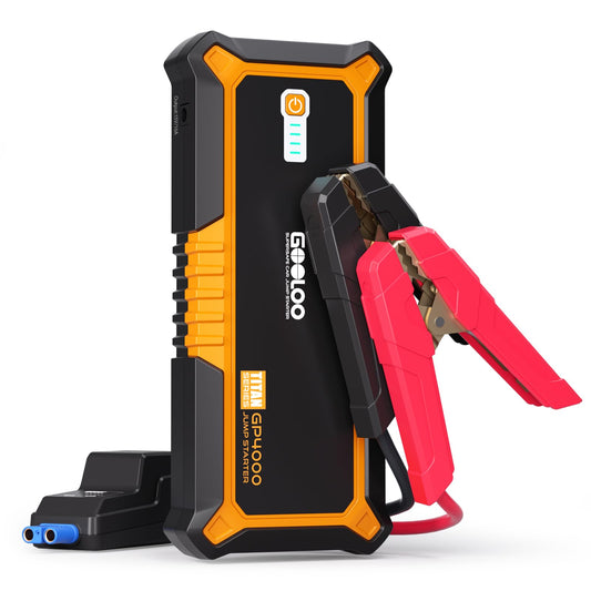 GOOLOO GP4000 Starthilfe Powerbank, 4000A Tragbares Starthilfe(Alle Benzin und Bis Zu 10L-Diesel) 12V SuperSafe Batterie Booster Auto Starthilfe mit USB-Schnellladung und Starthilfekabel für PKW