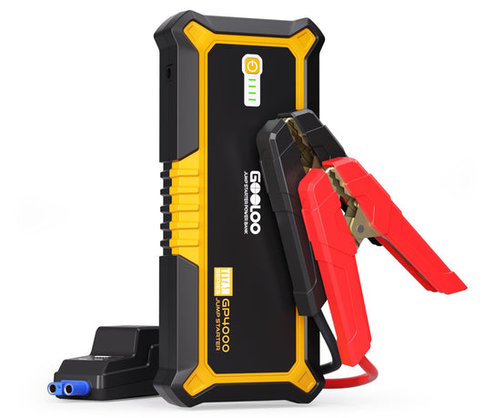 GOOLOO GP4000 Starthilfe Powerbank, 4000A Auto Starthilfe 12V (Alle Benzin und Bis Zu 10L-Diesel) Supersafe Powerbank Starthilfe mit LED, Tragbare Auto Batterie Booster mit Starthilfekabel