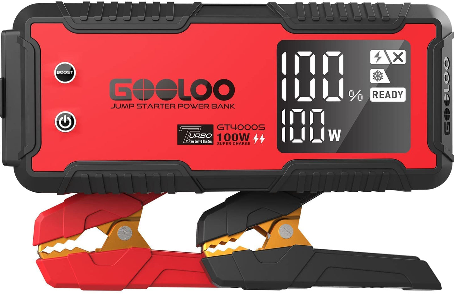 GOOLOO GT4000S Starthilfe Powerbank, 4000A 100W Zweiwege-Schnellladegerät für 12V Fahrzeuge(12.0L Benzin und 10.0L Diesel), SuperSafe tragbares Booster Auto Starthilfe mit 3,2" LCD Bildschirm