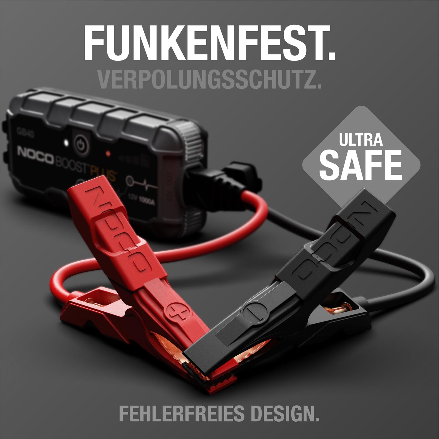 NOCO Boost GB40: 1000A UltraSafe Starthilfe Powerbank – 12V Lithium-Starthilfegerät & Starterkabel – Tragbarer Booster für Benziner bis 6,0L & Diesel bis 3,0L
