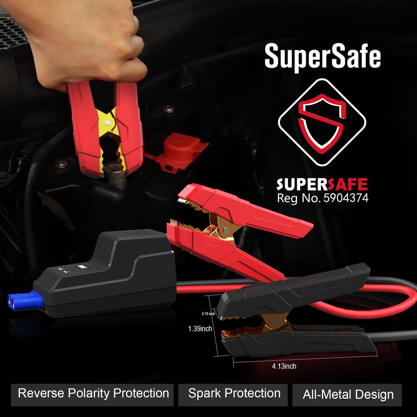 GOOLOO GP4000 Starthilfe Powerbank, 4000A Tragbares Starthilfe(Alle Benzin und Bis Zu 10L-Diesel) 12V SuperSafe Batterie Booster Auto Starthilfe mit USB-Schnellladung und Starthilfekabel für PKW