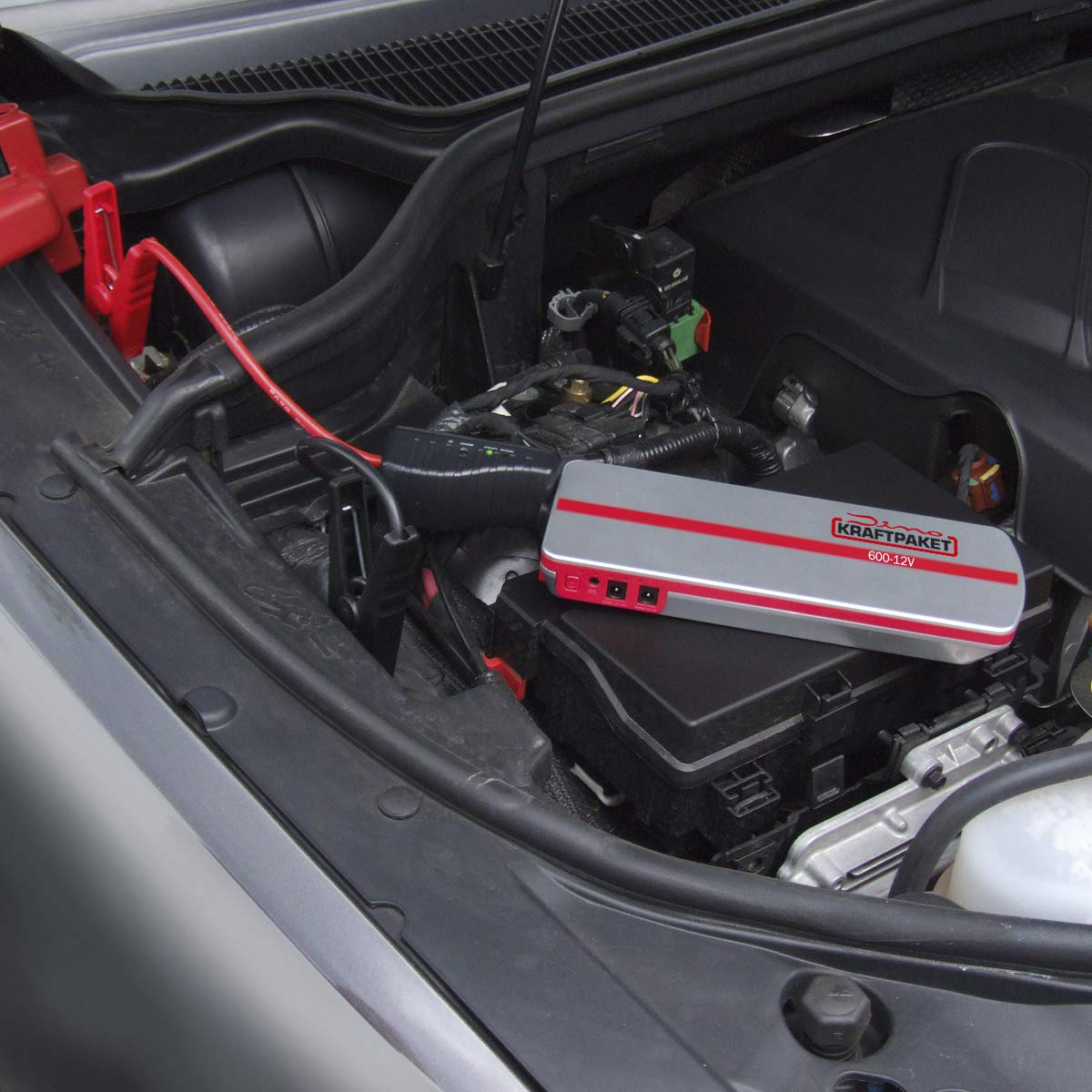 Dino KRAFTPAKET 12V-600A Starthilfegerät 66.6Wh 18000mAh | KFZ Starthilfe Powerbank für Diesel & Benziner | Autobatterie Motorradbatterie |Blei-Säure, GEL, EFB, AGM-Batterie | Für Auto Motorrad Boot