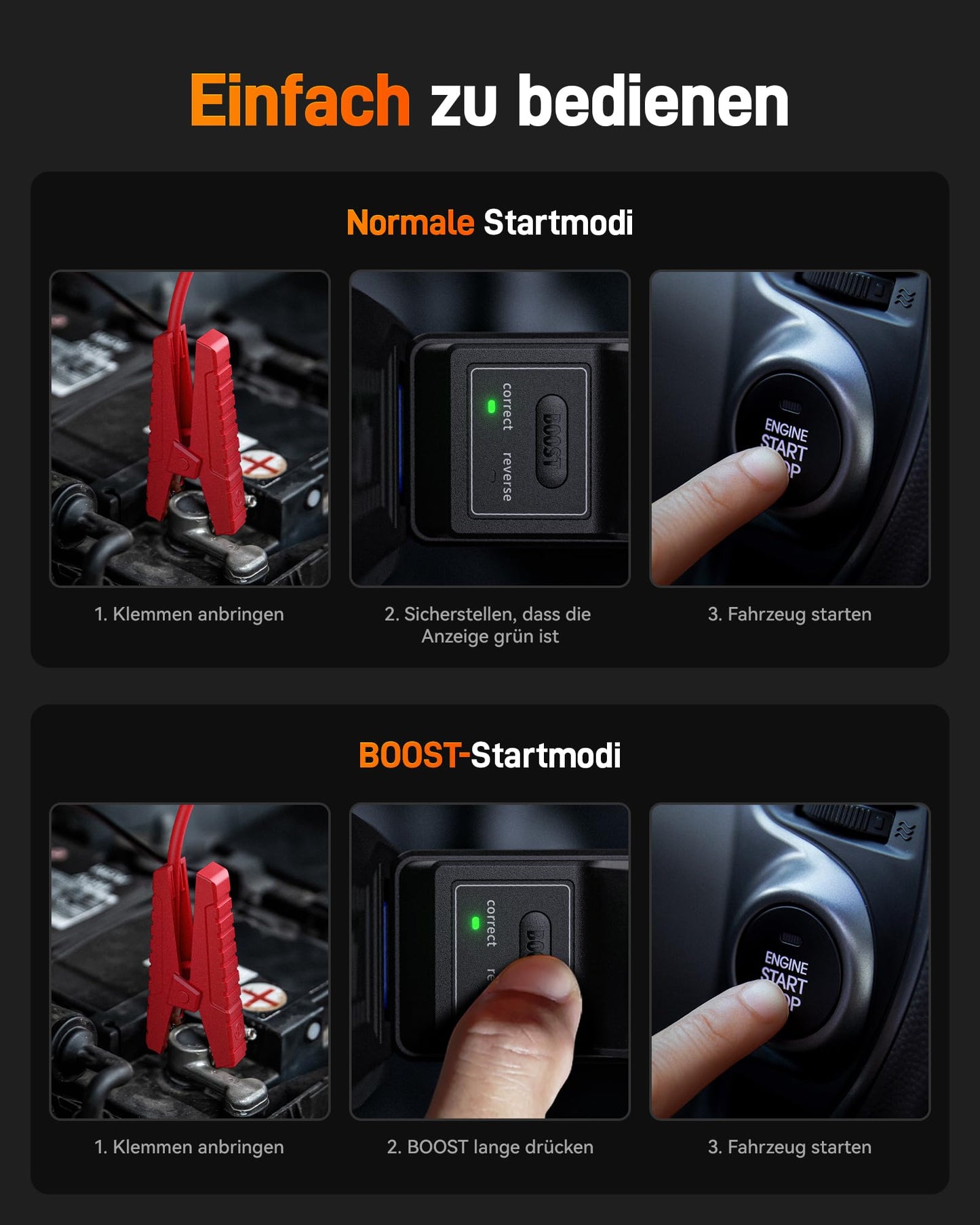 WOLFBOX 3000A Starthilfe Powerbank für PKW mit Luftkompressor 160 PSI, 65 W Schnellladung, 16000 mAh Kapazität, für 8 L Benzin- / 6 L Dieselmotoren, mit LED-Bildschirm und 400 Lumen Notlicht